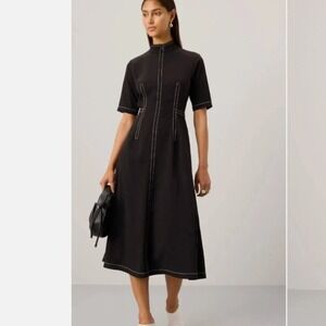 Rosetta Getty Collective Mock-Neck Midi Dress